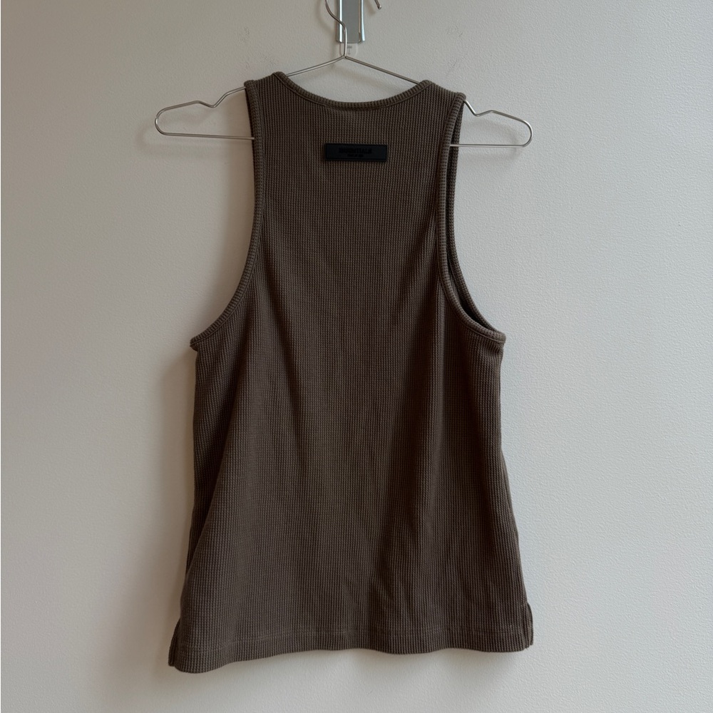Fear of God Essentials Tank Top 'Wood' Number 77 Brown Racerback Ribbed Small - Picture 5 of 6